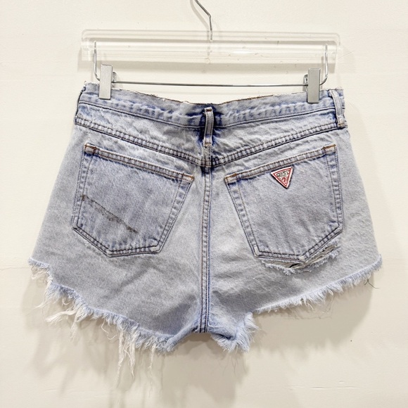 Vintage Guess Distressed Cutoff Denim Shorts Y2K Cotton Button Fly Size 3 Cotton - Picture 2 of 9